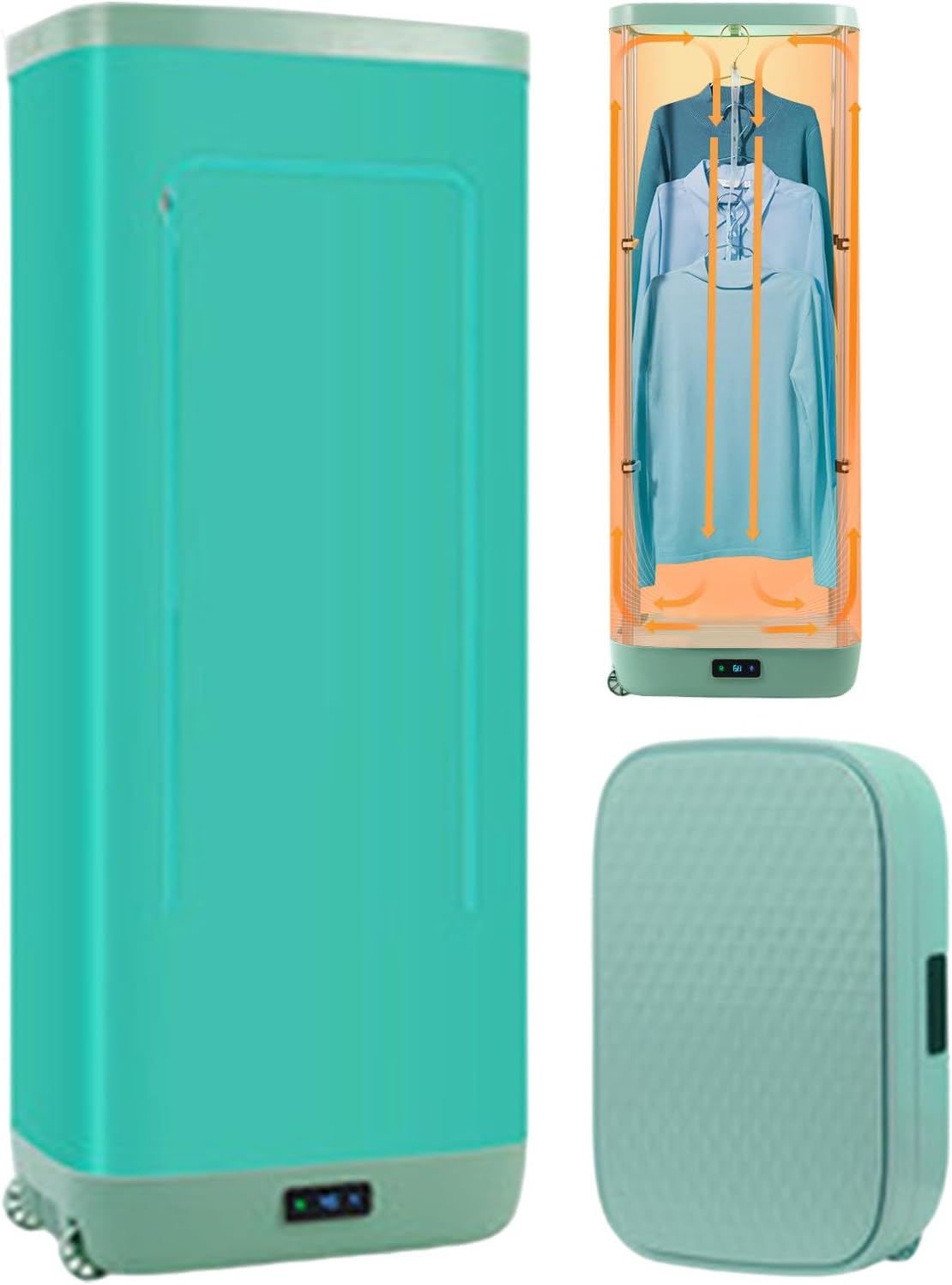 Travel Dryer 850W Clothes Dryers, Hanging Clothes Steamer, Load 10kg, Clothes Care Machine, Timer, Foldable Tumble Dryer For Outdoor Travel (With Towel Rack),green