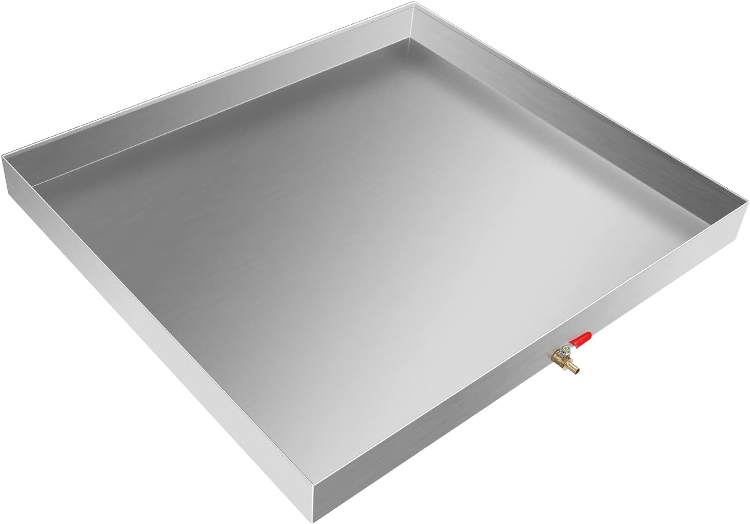 Washing Machine Pan 27 x 25 x 2.5 Inch, 304 Stainless Steel Washing Machine Drain Pan, 18 GA Thickness Heavy Duty Compact Washer Drip Tray with Drain Hole & Hose Adapter