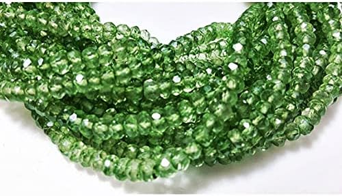 1 Strand Natural Emerald Green Beads, Micro Faceted Beads, Coated Quartz, Rondelle Beads, Wholesale Gemstones, 4mm Beads, 14 Inches