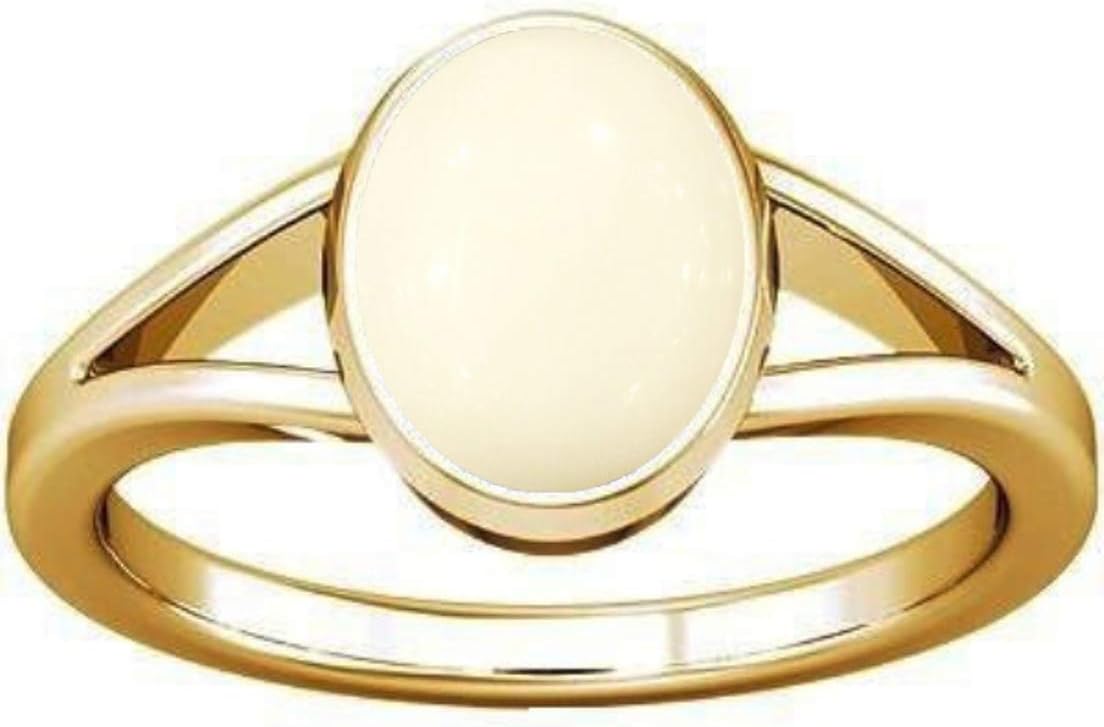 Divya Shakti 11.25-11.50 Carat White Coral Moonga Munga Gemstone Panchdhatu Ring For Men & Women