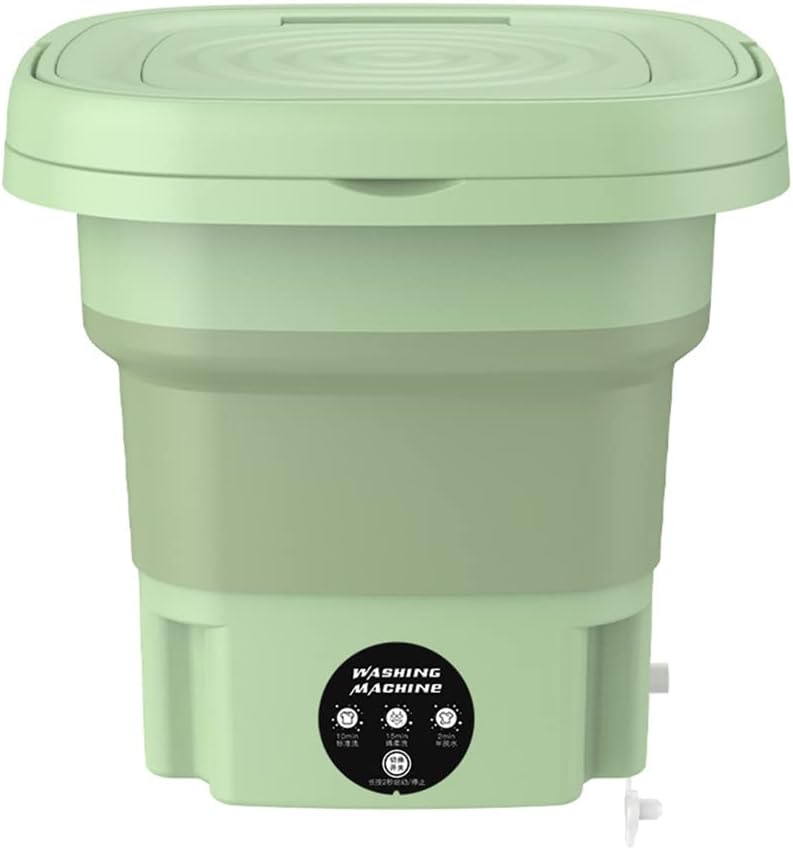 Portable Washing Machine, Foldable Mini Small Washer for Baby Clothes, Underwear or Small Items, Suitable for Apartment, Laundry, Camping, RV (Green)