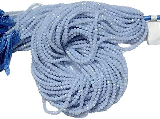 Natural Chalcedony Beads, Micro Faceted Rondelles 3 MM Beads, 13.5 Inch lot of 5 Strands Chik-STRD- 92576