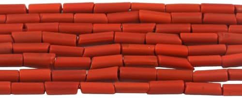 Red Coral Tube Shape 4x9 mm Smooth Plain Beads 13