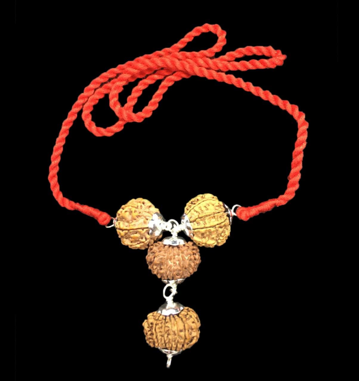 Rudraksha Combination for Wealth 7,9,11,13 Mukhi Nepal in Silver Pendant IGL Lab Certified Original Genuine Beads (Small)