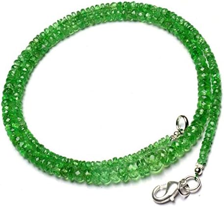 Natural Gemstone Tsavorite Faceted 3 to 6MM Big Size Rondelle Beads 17 Inch Full Strand Very Rare Gem Beads Necklace Green Garnet
