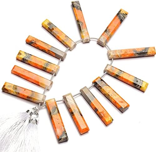 8 inch Strand of Natural Bumble Bee Jasper 33x7-38x7 mm Rectangle Faceted briolette Beads for DIY Jewelry Making. |BRIO_01376