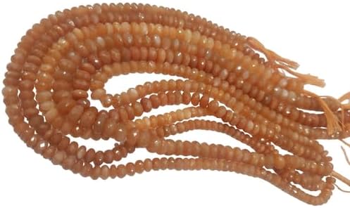Peach Moonstone Faceted rondelles Loose Gemstone semi Precious Beads for Jewelry 25 Strand CHIK-STRD-87197