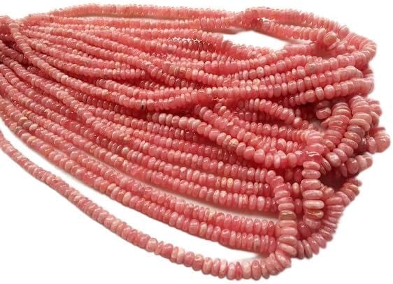 BEADS GEMSTONE 1 Strand Natural Rhochrosite Plain Rondelle Beads, Natural Rhochrosite Beads, 4.5-7.5mm, 8 Inch Code-HIGH-19516