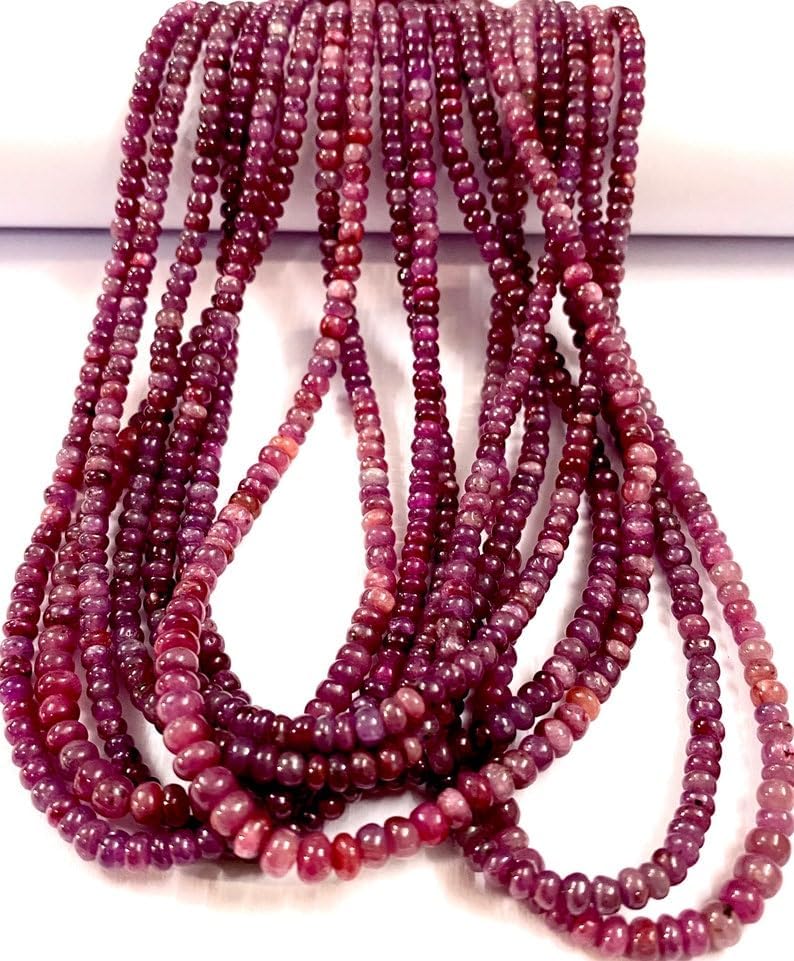 Natural African Ruby RONDELLE soomth Beads 3X4MM 18 inch Long String Jewelry Making Gemstone Beads for Necklace Bracelet