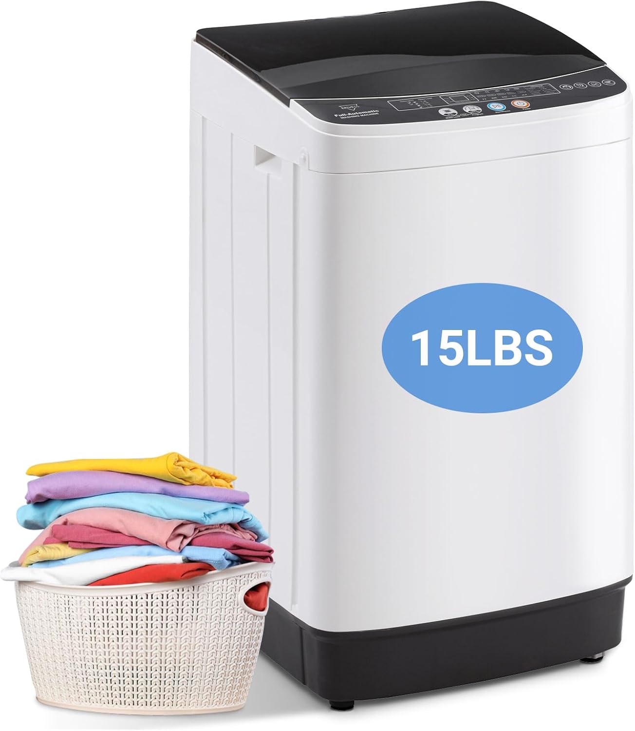 15lbs Portable Washing Machine, 1.9 Cu.Ft Full Automatic Washer and Dryer Combo with 8 Wash Programs, Compact Laundry Washer for Apartment, Dorm, RV, Small Spaces, Lavadora