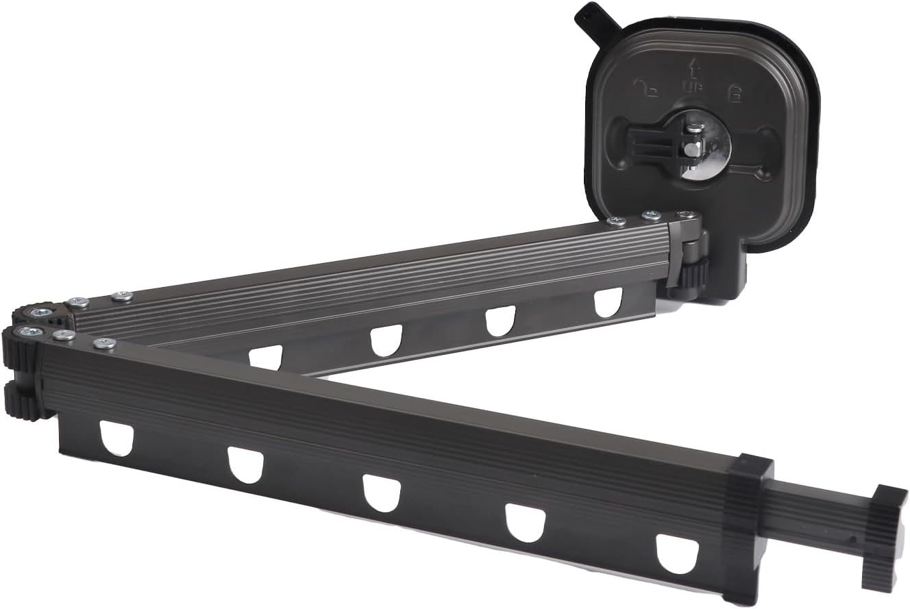 Suction Cup Drying Rack Wall Mounted, Foldable Clothes Hanger Wall Mount, Suction Cup Clothes Drying Rod, Laundry Rack Wall Mounted with 10 Hooks, Laundry Hanger Dryer Rack (2 Folds), Black