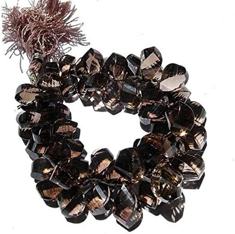 smoky quartz faceted spiral briolettes size 9x6-15x8mm 4