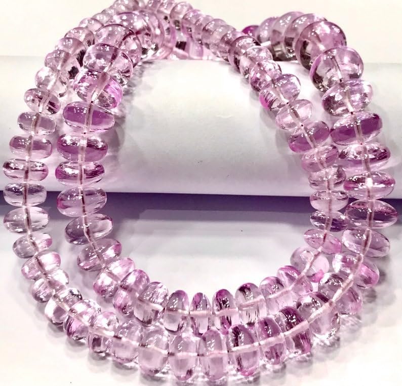 Natural PINK SAPPHIRE roundelle smooth Beads 7-12 MM 19 inch long string jewelry making gemstone beads for necklace bracelet