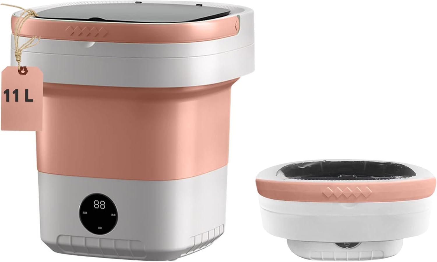 Fancy Portable washing machine,Mini Washer,11L upgraded large capacity foldable Washer, Deep cleaning of underwear, baby clothes other small clothes.Suitable for apartments, dormitories, hotel, Pink.