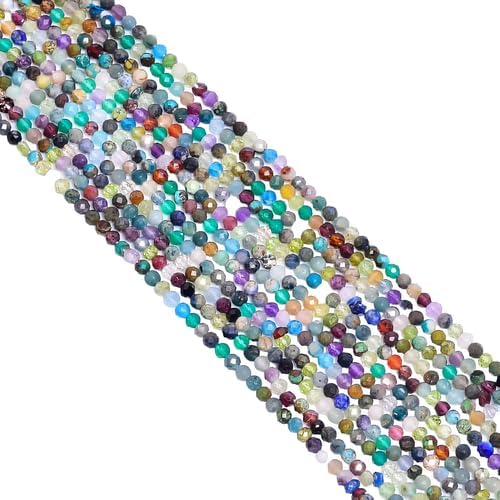 Multi Semi Precious Gemstone Round Shape Faceted Beads 3X3 mm 5 Strand 12.5