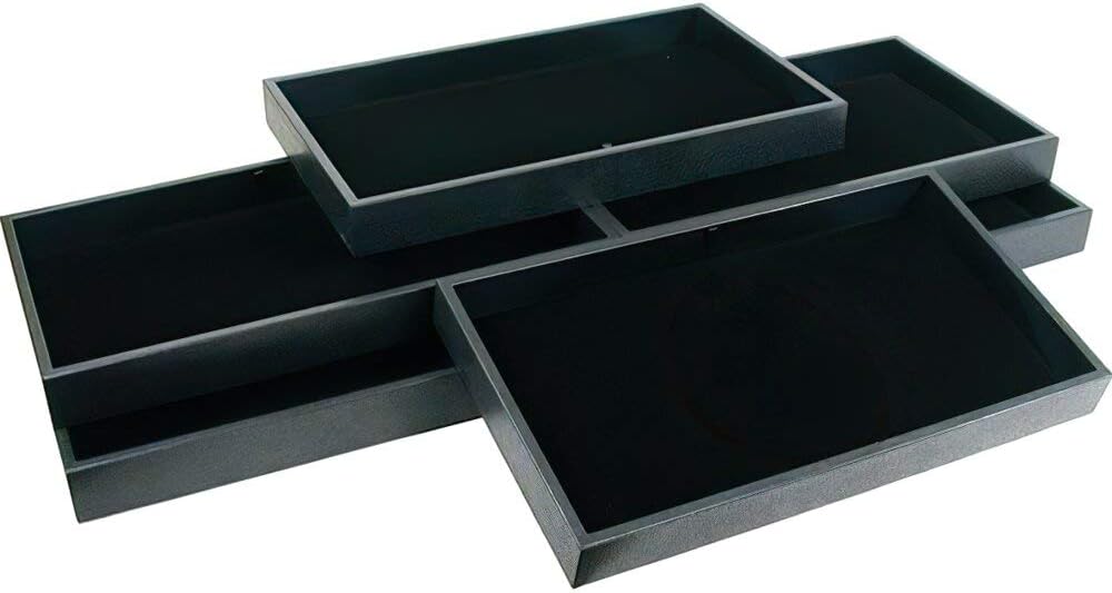 6 Black Velvet Chain Pad Jewelry Display & Tray