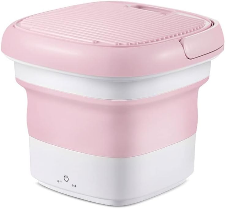 Portable Mini Washing Machine Folding Lightweight Travel Laundry Tub for Camping Dorms Apartments College Trip (Color : Pink)