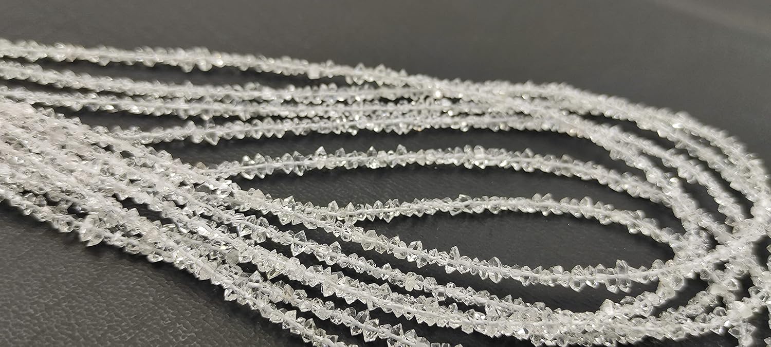 Hanumat Gems Lot of 5 Strands 16 Inches Strand,Natural Hirkimar Diamond Quartz Gemstone Uncut Chips Raw Beads,Smooth Raw Uncut Bead,Nuggets Beads,AAA Quality Uncut Chips Strand