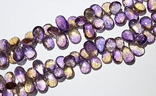 8 inch Strand of Natural Ametrine 15-23mm Pear Faceted briolette Beads for DIY Jewelry Making. |BRIO_00374