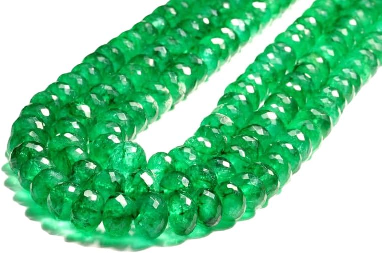 13 inch Strand of Natural gem Emerald, 7x4-11x7 mm Rondelle Faceted Beads for DIY Jewelry Making. | Beads_03845