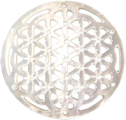 Davitu 50pcs/Lot 30mm White Black Natural Hollow Round Flower Mother of Pearl Shell for DIY Jewelry MOP Beads - (Color: 30MM Black, Style: A)