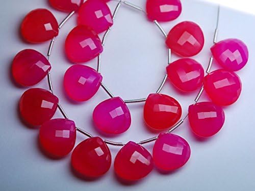 3 Matched Pair, AAA Quality,Pink Chalcedony Faceted Heart Shape Briolettes 14mm