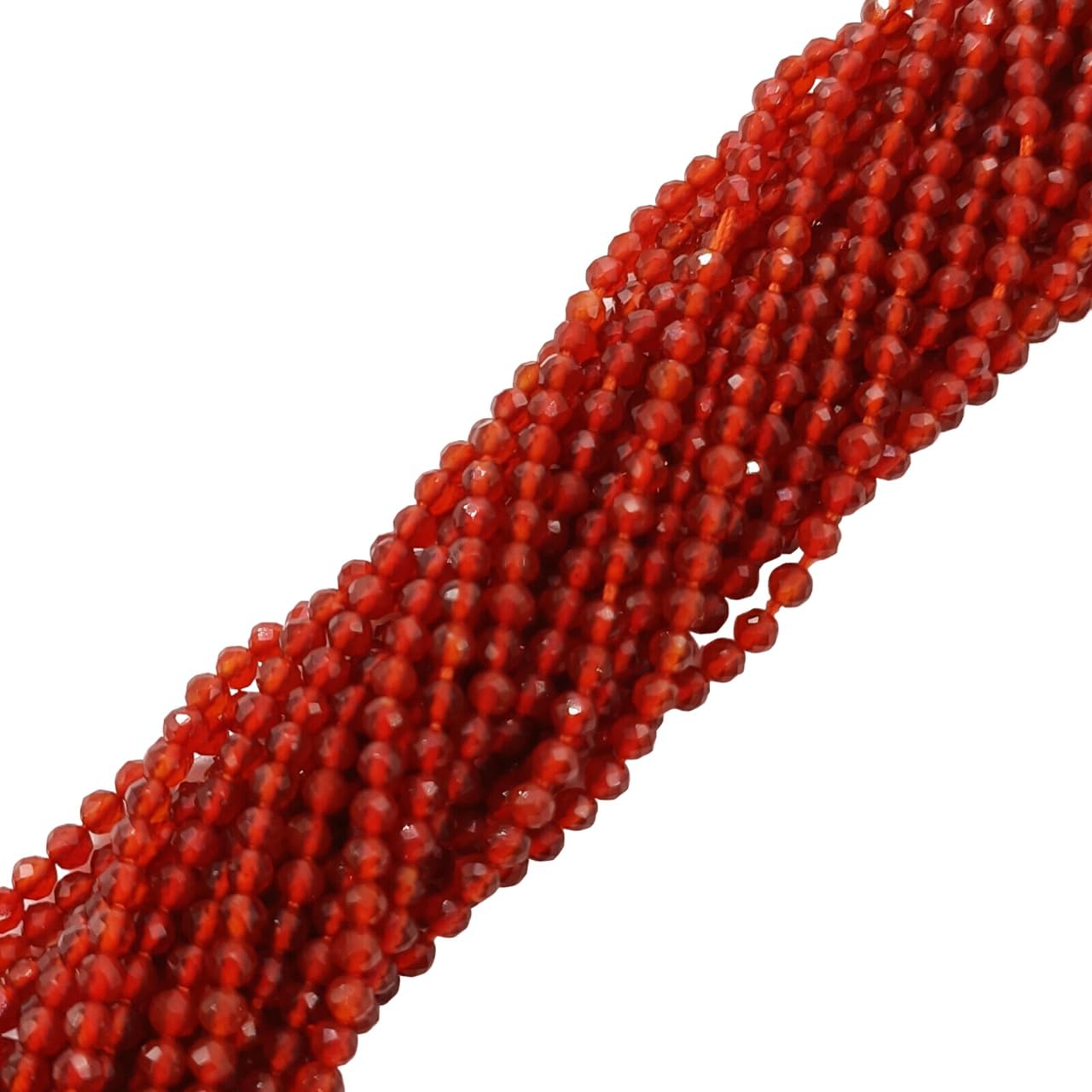 Natural Carnelian Round Rondelle Faceted Gemstone Loose Beads 50 Strand 2-3mm 13