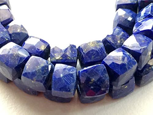 1 Strand Natural Lapis Lazuli, Lapis Cube Box Faceted Beads, Blue Lapis Lazuli Necklace 7.5-8.5mm Each, 5 Inch