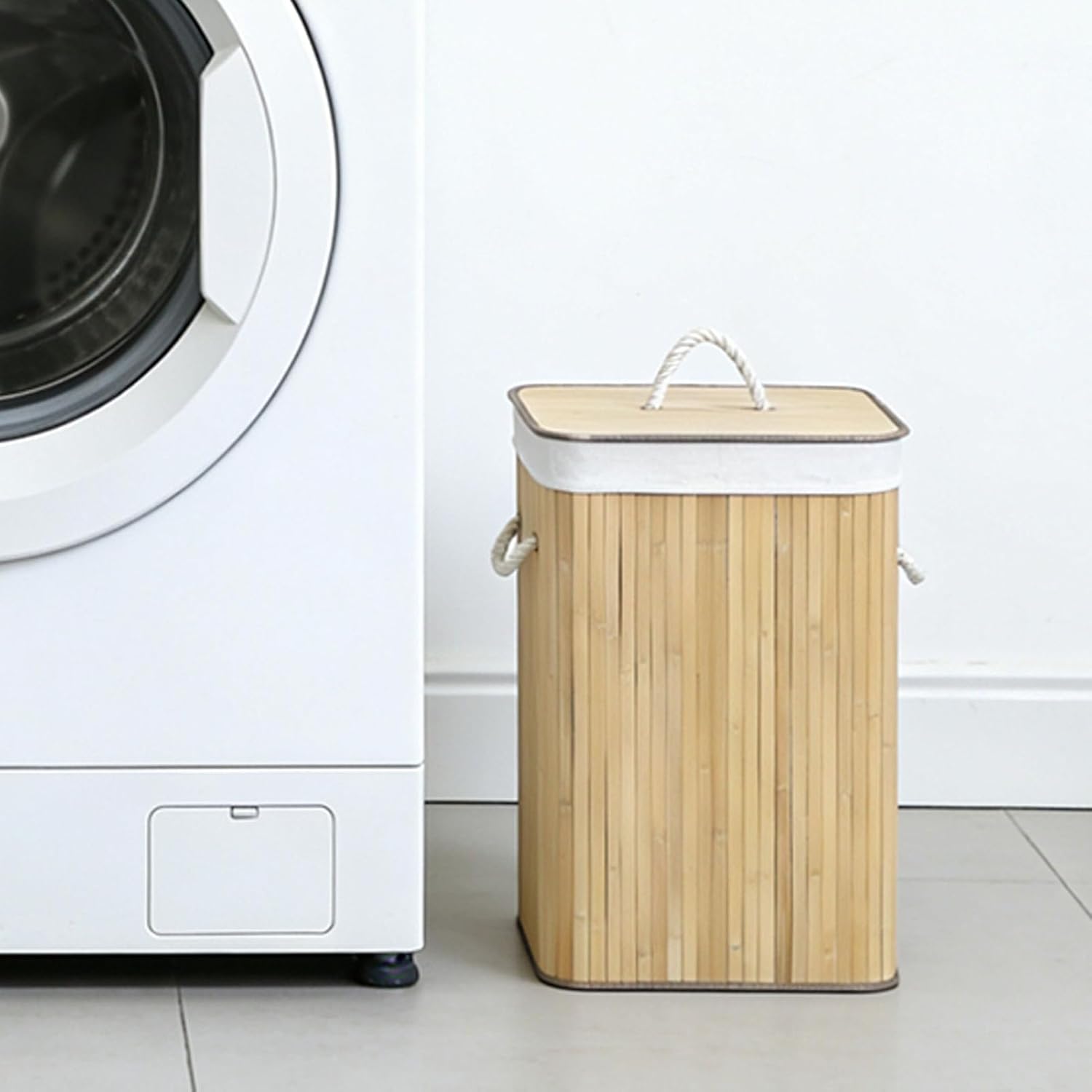 Laundry Hamper, 72L Wood Foldable Clothes Basket with Removable Lid and Machine Washable Liner, for Compact Space Laundry Room Bedroom Storage (Carbonized Color)