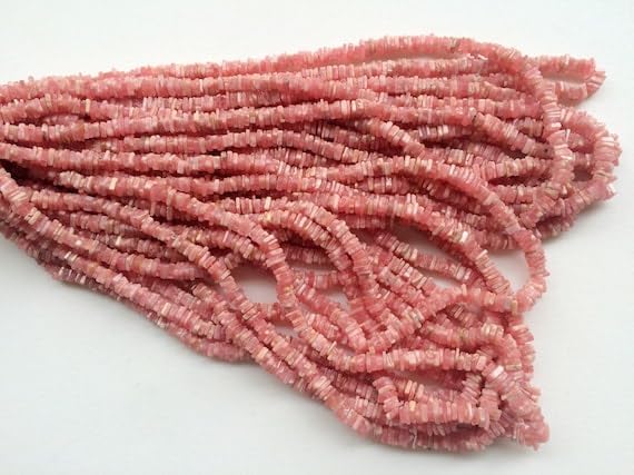 BEADS GEMSTONE 1 Strand Natural Rhochrosite Heishi Beads, Natural Rhochrosite Square Beads, 4.5-5.5mm, 16 Inch Code-HIGH-19509
