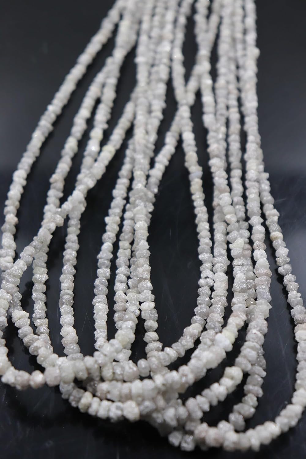 Indian Gem Store 100% Natural AAA+ White Diamond Uncut Beads 4.5-5mm |16 Inch Strand for Crafting|White Beads