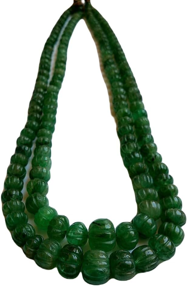 13 inch Strand of Natural gem Emerald, 7-14mm Watermelon Carved Beads for DIY Jewelry Making. | Beads_03838
