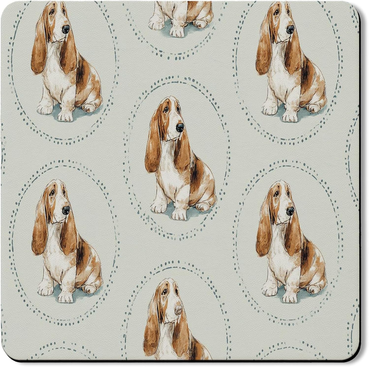 Basset Hound Washer Dryer Top Protector Mat, Vintage Animal Illustration Laundry Machine Dust Covers, Cozy Rubber Anti-slip Waterproof Washer And Dryer Mats for Home 24x24 Inch