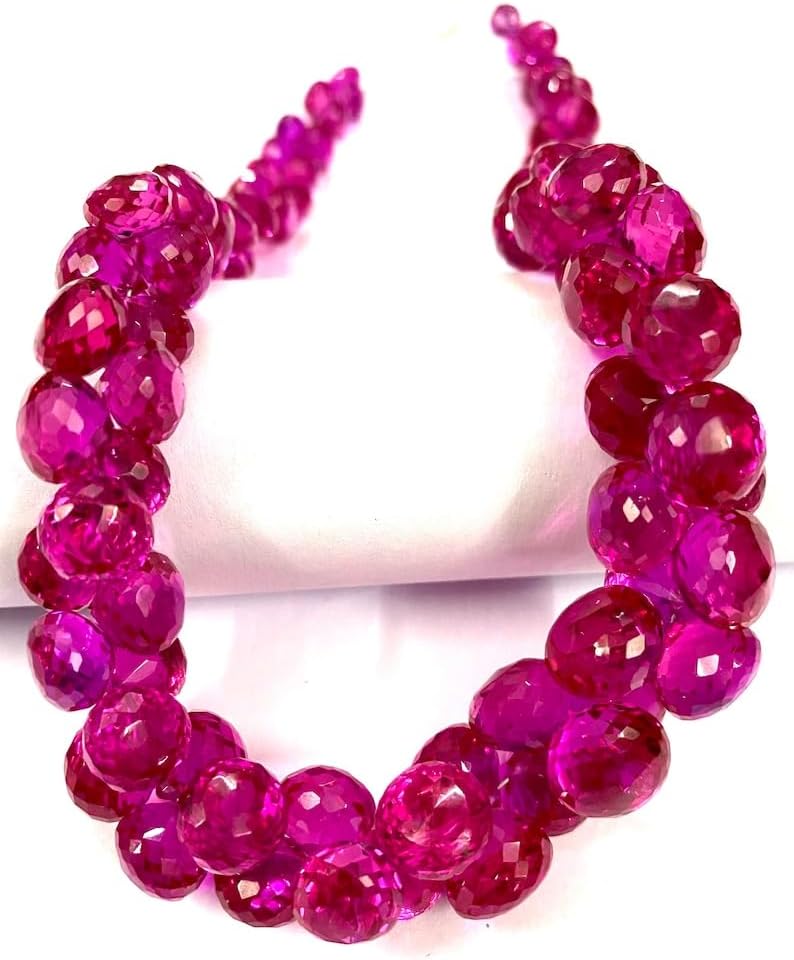 Natural Pink Spinel Onion Faceted Beads 8X10-7X9MM 14 inch Long String Jewelry Making Gemstone Beads for Necklace Bracelet