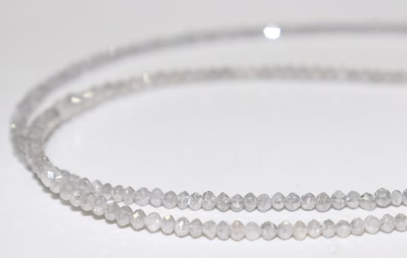 AAA +Natural Gray Diamond Faceted Rondelle Beads, 2mm Gray Faceted Rondelle Diamond Beads for Jewelry Making Crafts