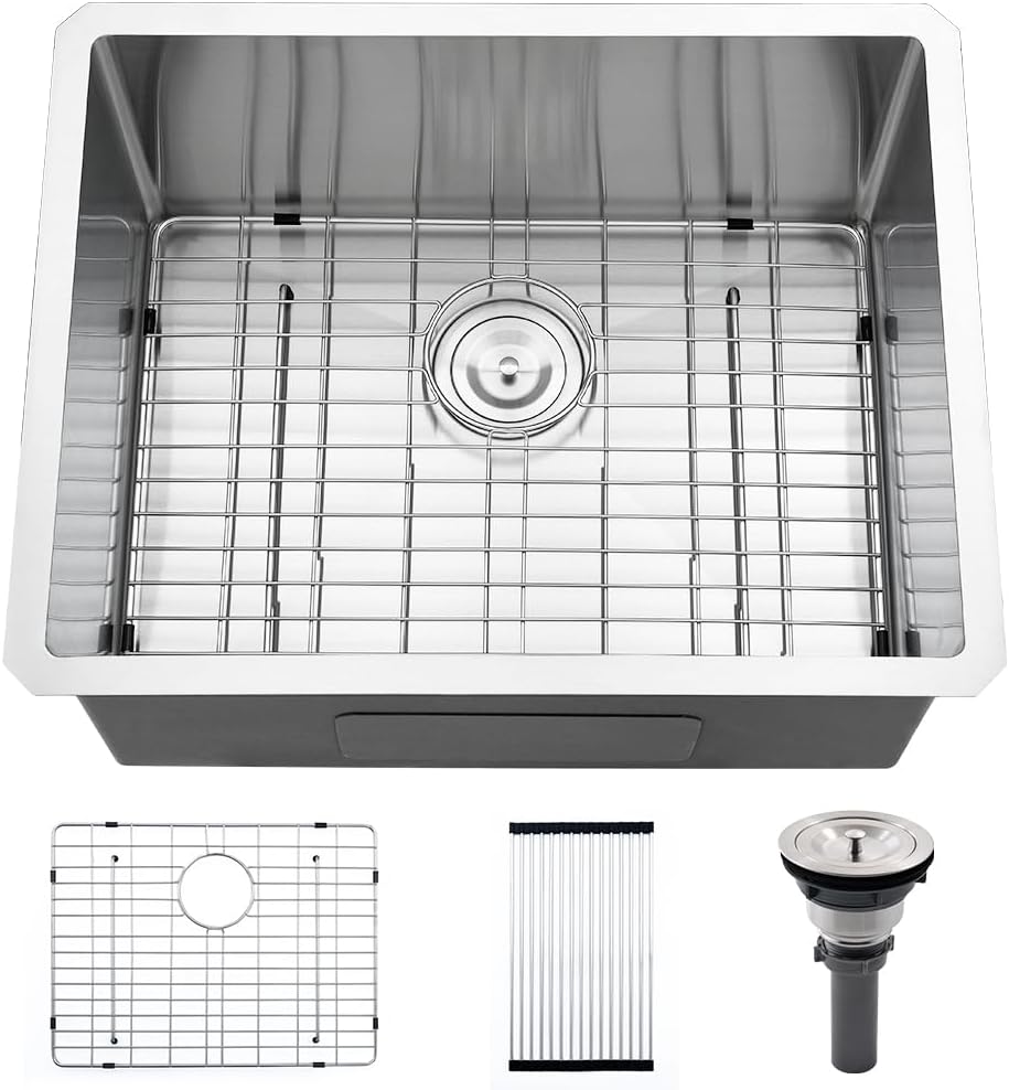 Stainless Steel Undermount Laundry Room Sink-VASOYO 24x19x13 Undermount Laundry Sink Stainless Steel 16 Gauge Single Bowl Deep Under Mount Kitchen Utility Sinks Outdoor Basin