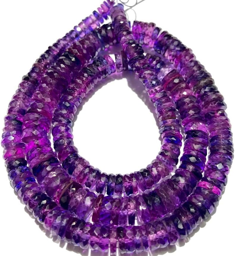Natural Purple Sapphire tyre facated Beads 5.5-8.5 MM 19 inch Long String Jewelry Making Gemstone Beads for Necklace Bracelet