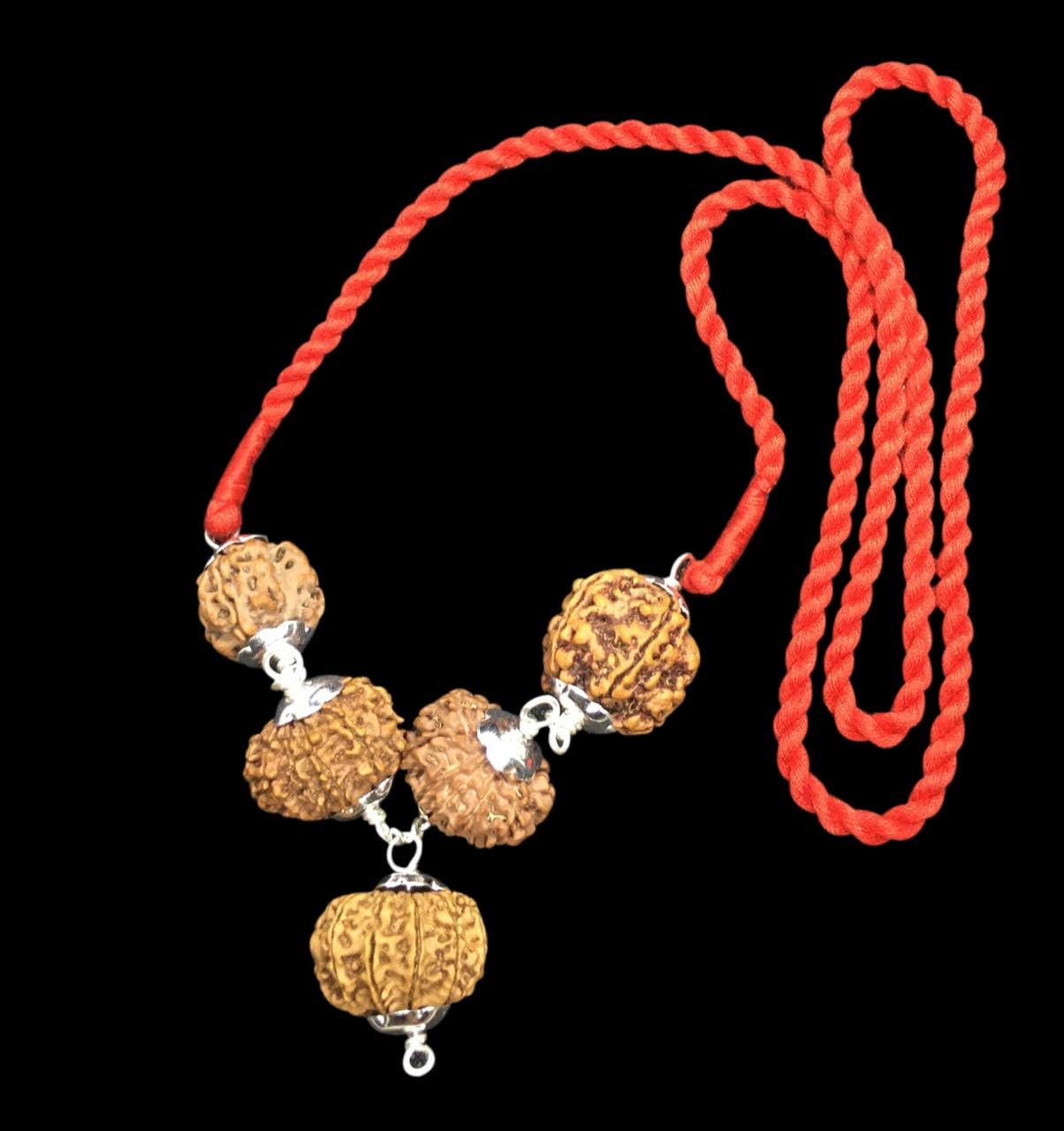 Rudraksha Combination for Navagraha Shanti 3,5,10,11,12 Mukhi Nepal in Silver Pendant IGL Lab Certified Original Genuine Beads (Medium)