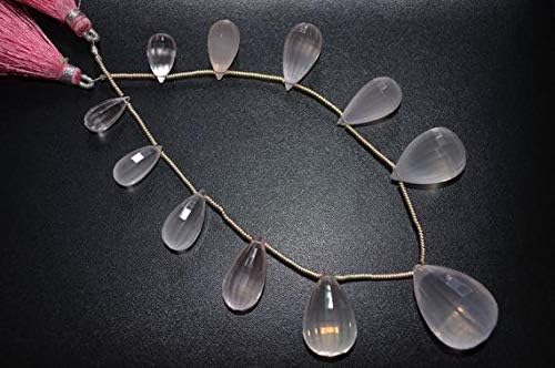 11 Pcs-Natural Brazil Rosequartz Step Cut Micro Faceted Plump Teardrops Shape Briolette Beads 6x14mm Code-HIGH-60022