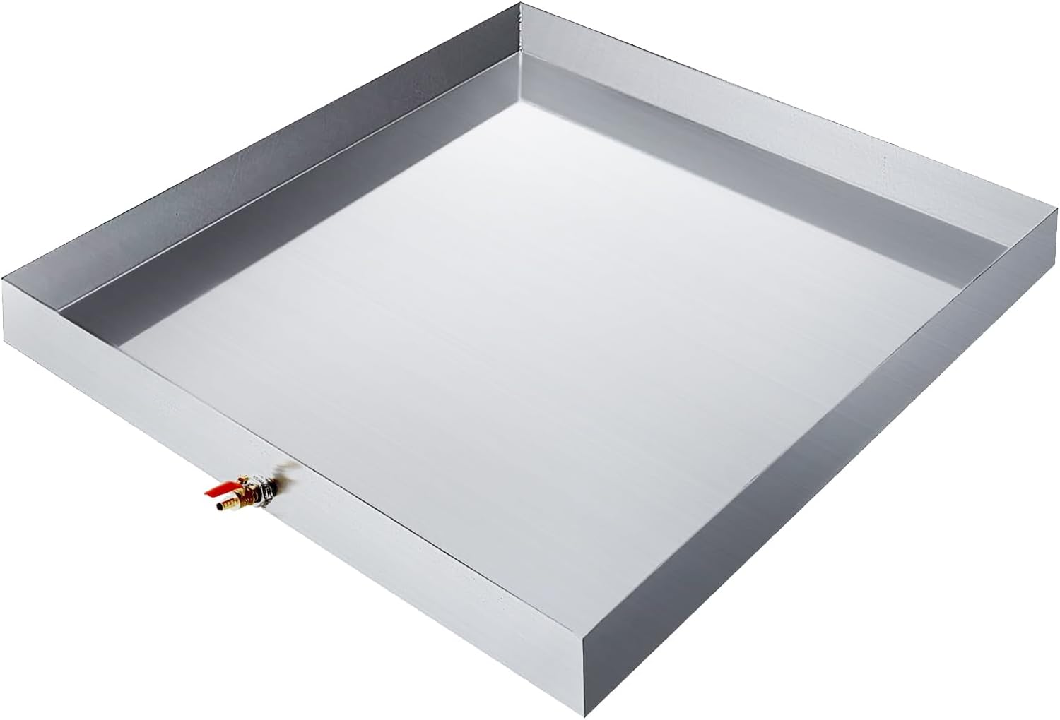 32 x30 x 2.5 Washing Machine Drip Pan Stainless Steel 18GA Washer Drip Tray Catch for Laundry Room, Bathroom, w/Drain Hole & Drain Valve