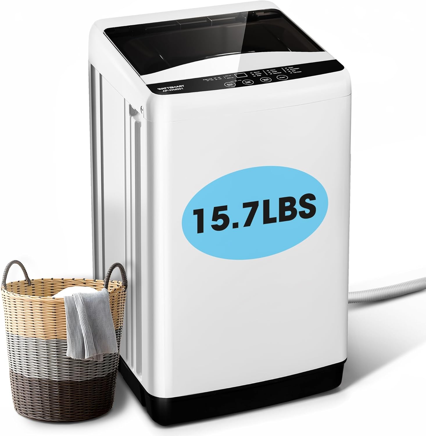 Portable Washing Machine -Compact Home Laundry Washer for Apartment,10 Wash Programs, 6 Water Level, Top Load, Full Automatic, Small Clothes Washer with Drain Pump for Bathroom, Dorms,RVs,White