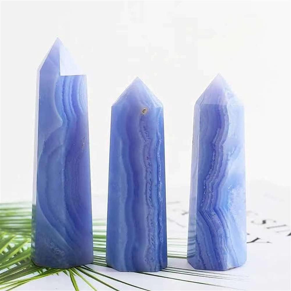 ASPROD Beautiful Crystal 1pc Natural Blue Lace Agate Druzy Tower Crystals Stones Point 55mm-90mm Primary Stones and Minerals (Size : 1PC 86mm-90mm)