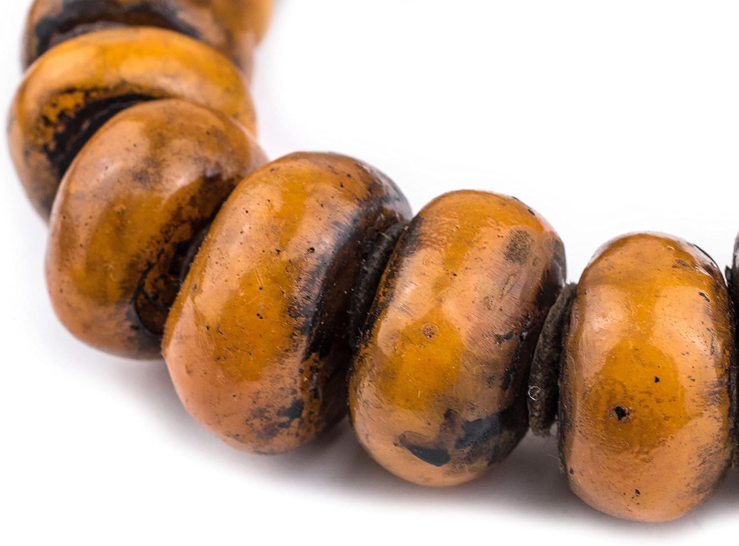 The Bead Chest Honey Moroccan Resin Beads Extra Large 37mm Morocco African Orange Round Large Hole 38 Inch Strand Handmade