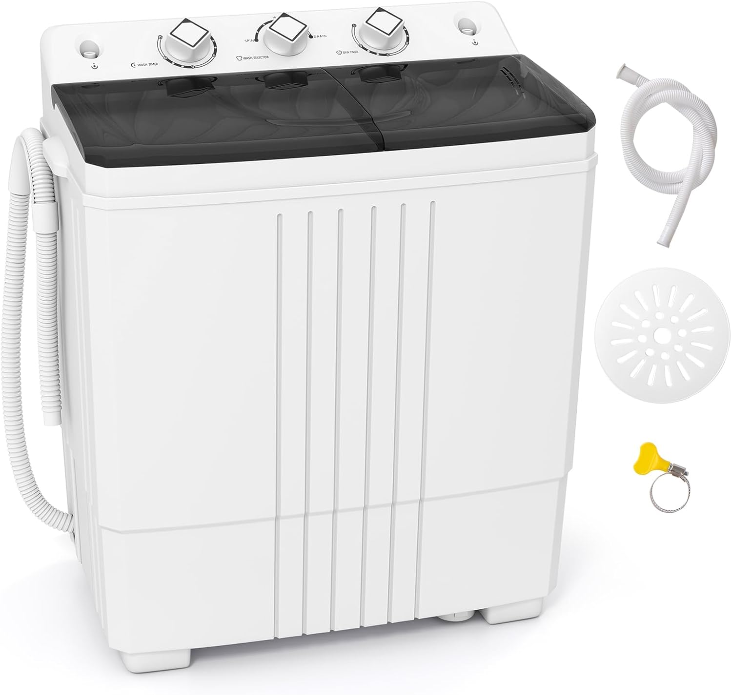 ARLIME Portable Washing Machine, 20 LBS Twin Tub Laundry Machine, 12 LBS Washer & 8 LBS Spinner Combo, Semi-Automatic Washer Machine for Dorms, Apartment & RVs (Black)