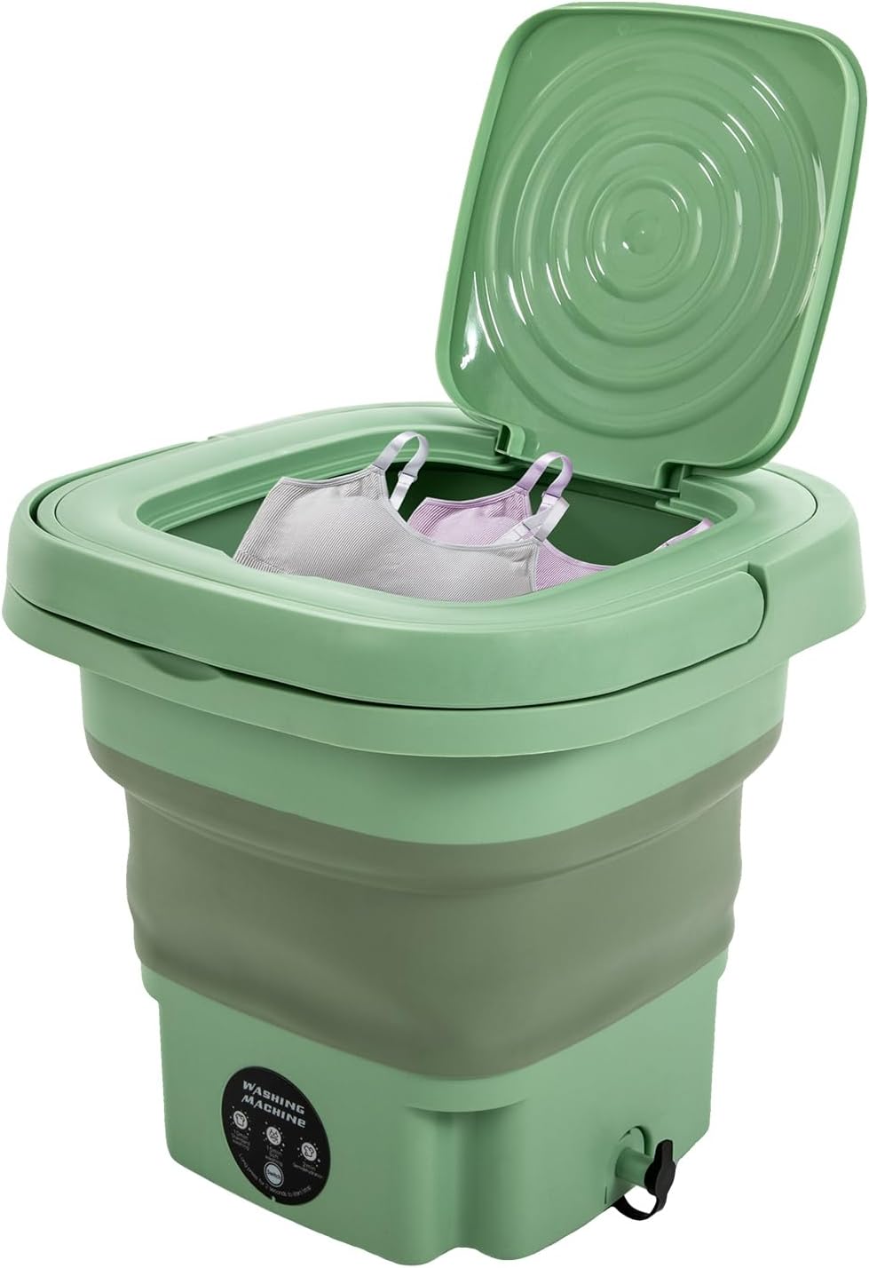 8l Portable Mini Washing Machine, Foldable Washer With Drainage Basket,Wave Wheel Structure Design & Concealed Handle, 3 Cleaning Modes Suitable For Underwear Baby Small Clothes. (Mint Green)