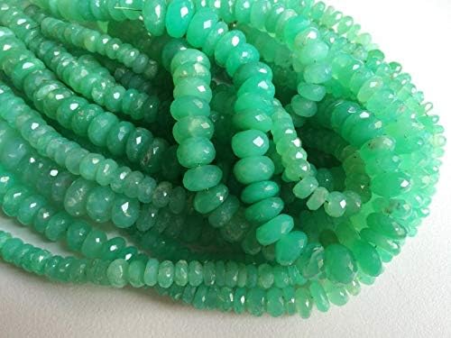 Chrysoprase Micro Faceted Rondelle Beads, Green Chrysoprase Beads, Chrysoprase Necklace, Chrysophase Wholesale 9-15mm, 9 Inch Strand