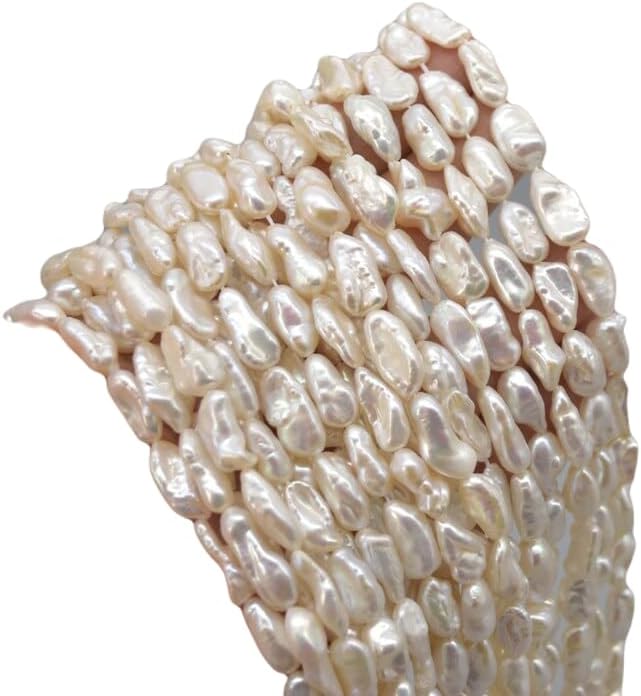 13 inch Strand of Natural gem Freshwater White Biwa Souffle Pearl, 10-13x5-7mm Biwa Souffle Smooth Beads for DIY Jewelry Making. | Beads_03703