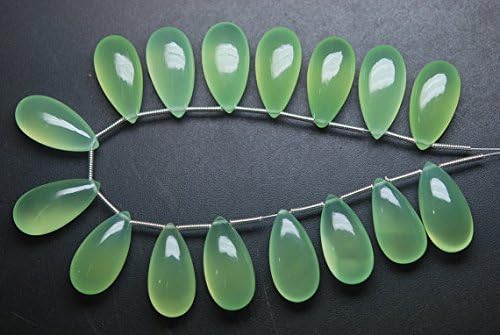 5 matched pair, quality,prehnite chalcedony smooth long pear shape briolettes 10x20mm