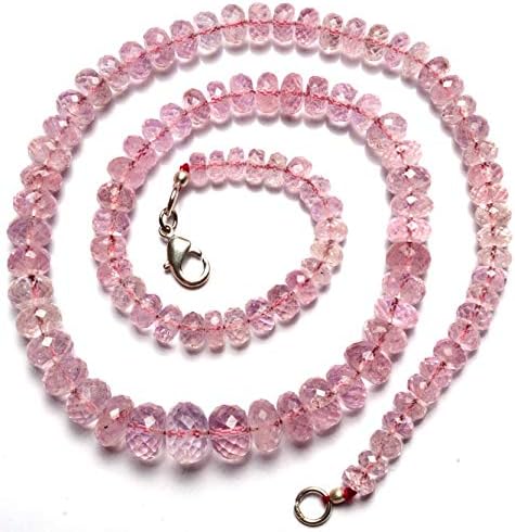 Natural Gemstone Morganite (Pink Beryl) 5 to 10MM Faceted Rondelle Beads 17 Inch Full Strand Super Rare AAA Quality Peachy Pink Color