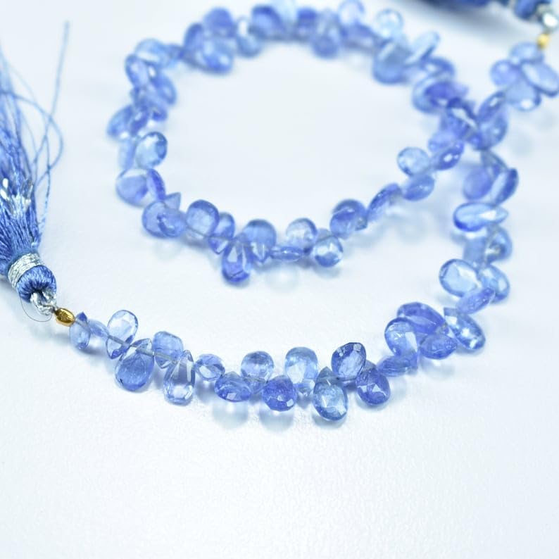 Natural Tanzanite pear Faceted Beads 3.5X5.5-4X6.5mm 8 inch Long String Jewelry Making Gemstone Beads for Necklace Bracelet